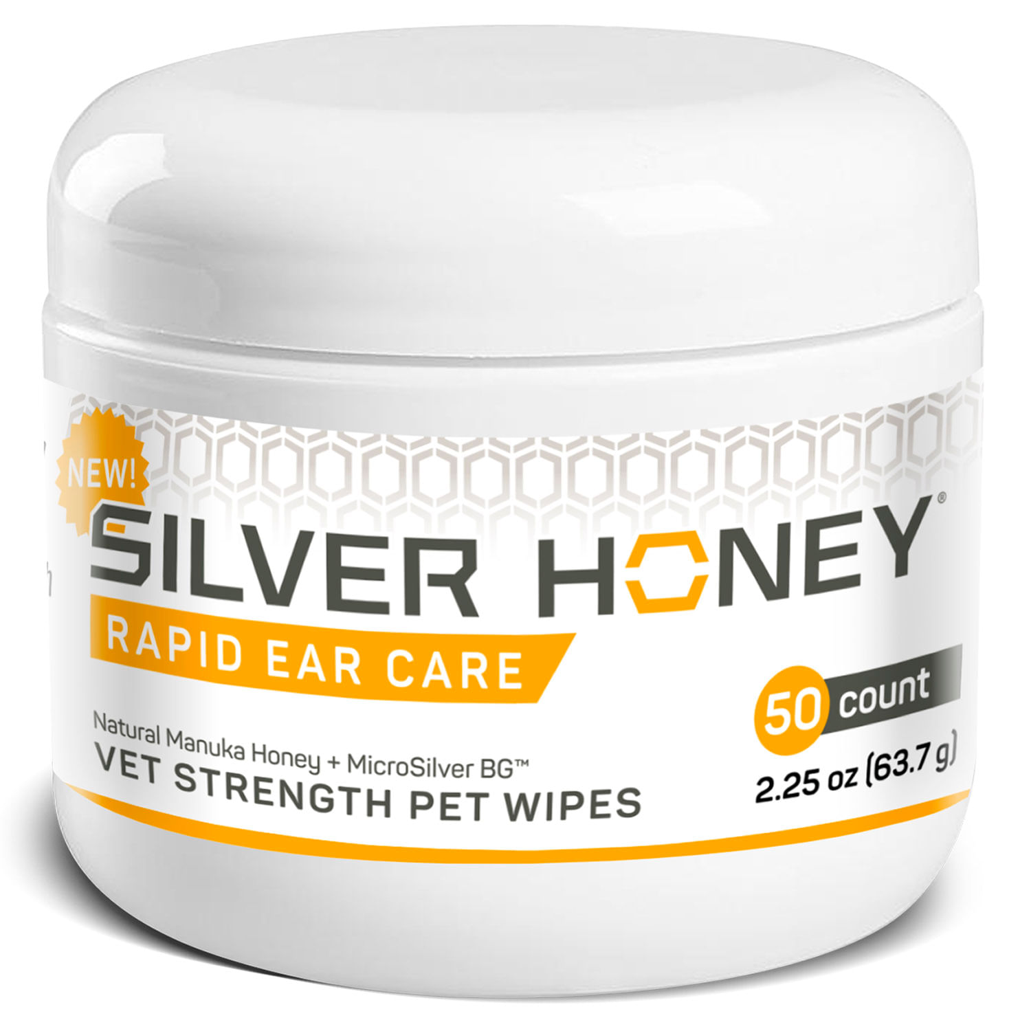 Rapid Ear Care Vet Strength Pet Wipes, 50 ct Jar by Silver Honey - Jeffers