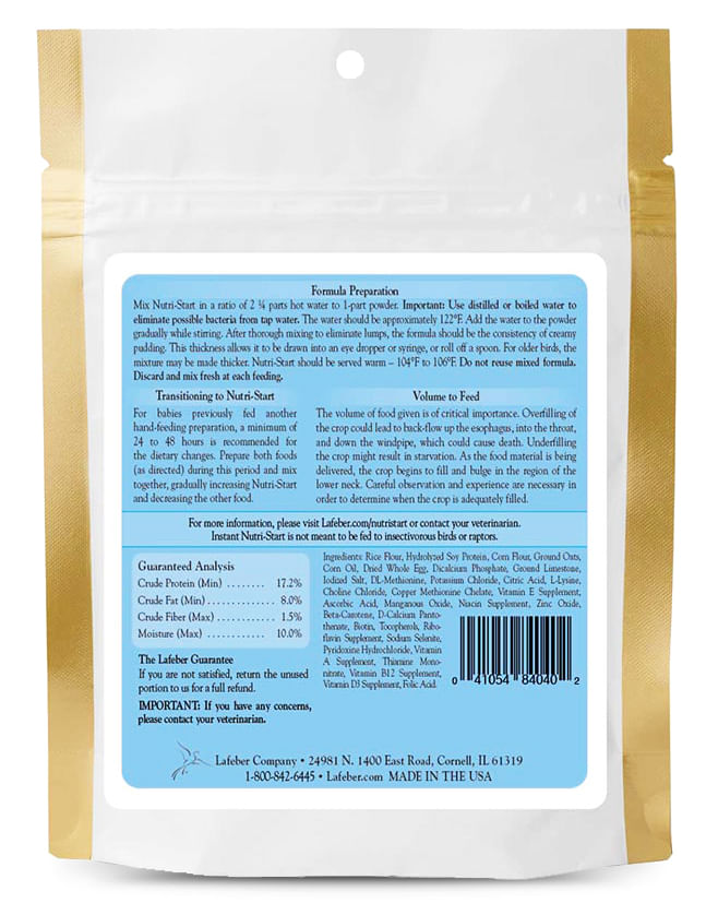 Instant NutriStart Baby Bird Food by Lafeber Jeffers