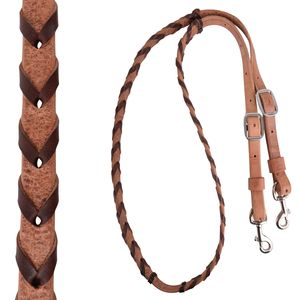 Martin Saddlery Latigo Laced Barrel Rein 3/4-inch Thick Buckle and Keeper Snap Ends, Chocolate