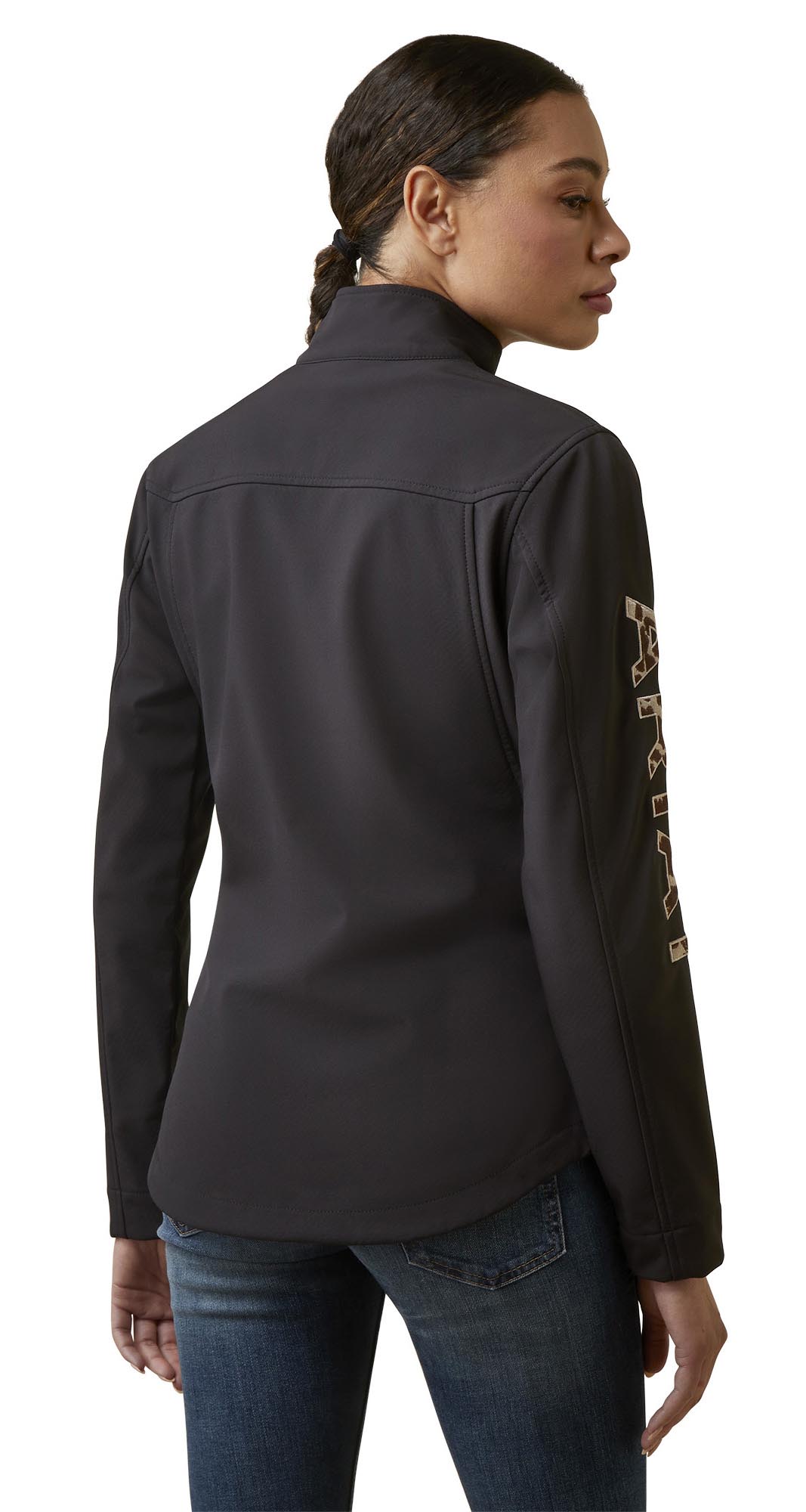 Women's Cow Print Embroidered Team Softshell Jacket, Black by Ariat