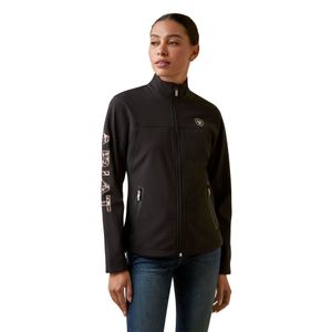 Ariat Women's Cow Print Embroidered Team Softshell Jacket, Black