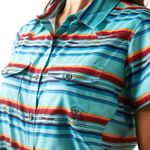 Ariat-Western-VenTek-Short-Sleeve-Shirt-Blue-Rosa-Serape-Small