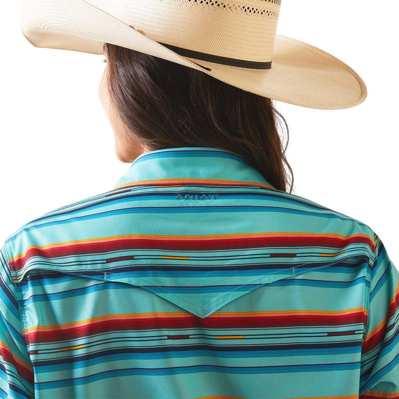 Ariat-Western-VenTek-Short-Sleeve-Shirt-Blue-Rosa-Serape-Small