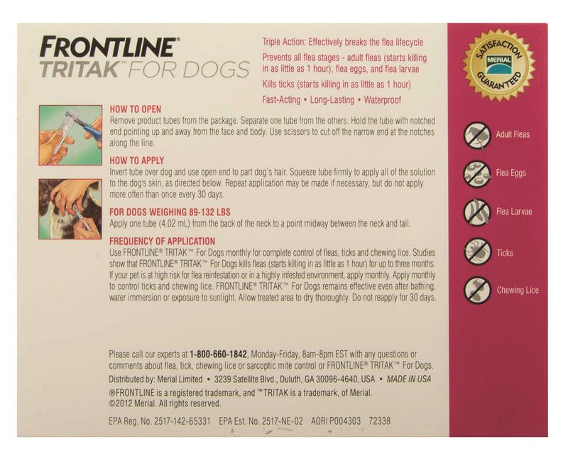 Frontline Tritak Dog/Puppy 89-132 lb 3 month