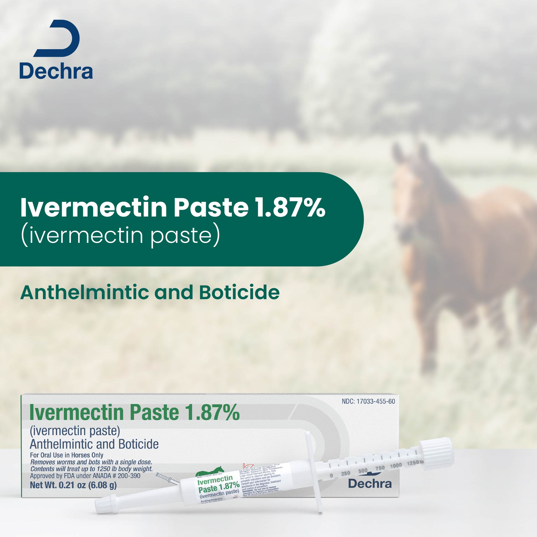 Dechra Ivermectin Paste 1.87% for horses (Apple Flavor) - Jeffers