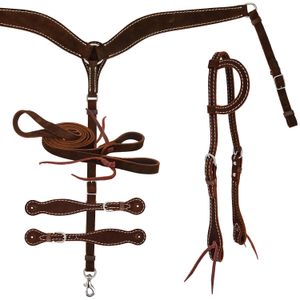 Diamond R Roughout One Ear Headstall Tack Set, Full