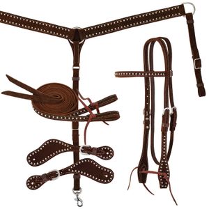Diamond R Roughout & Spots Browband Headstall Tack Set, Full