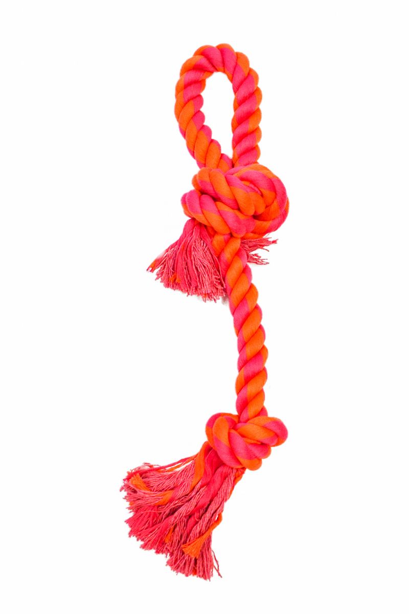2-Knot-Bone-w-Loop-Handle-Rope-Orange-Magenta-17.75-