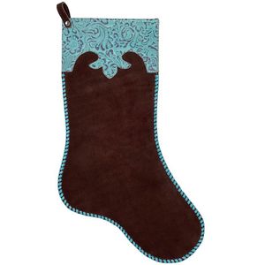 Leather Stocking with Turquoise Floral Cuff