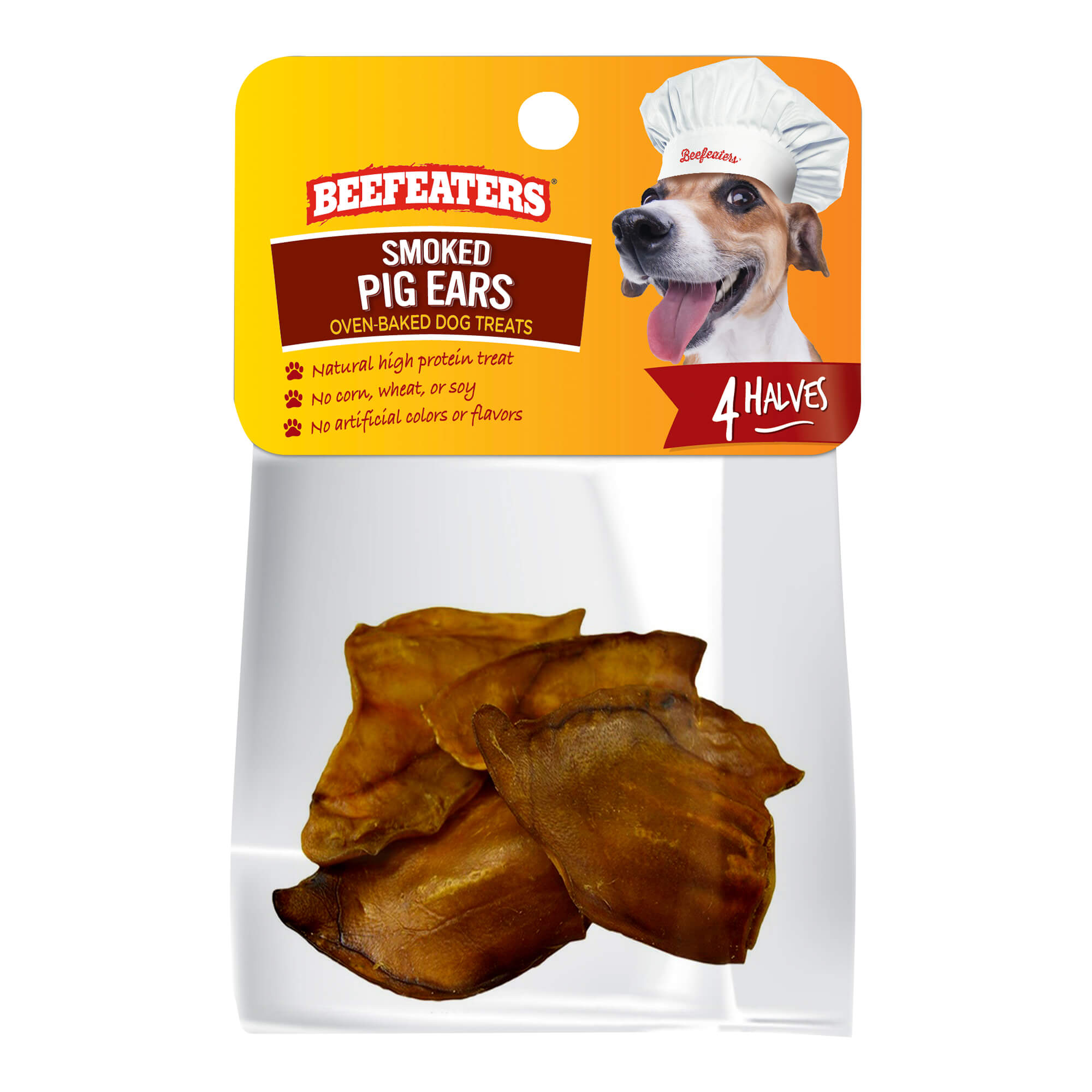 Beefeaters Pig Ears for Dogs, 4 Halves, Case of 6 - Jeffers