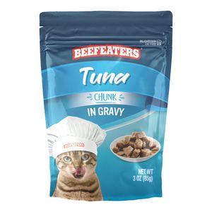 Beefeaters Wet Cat Food Pouch, Tuna Chunk in Gravy 3oz, Case of 24