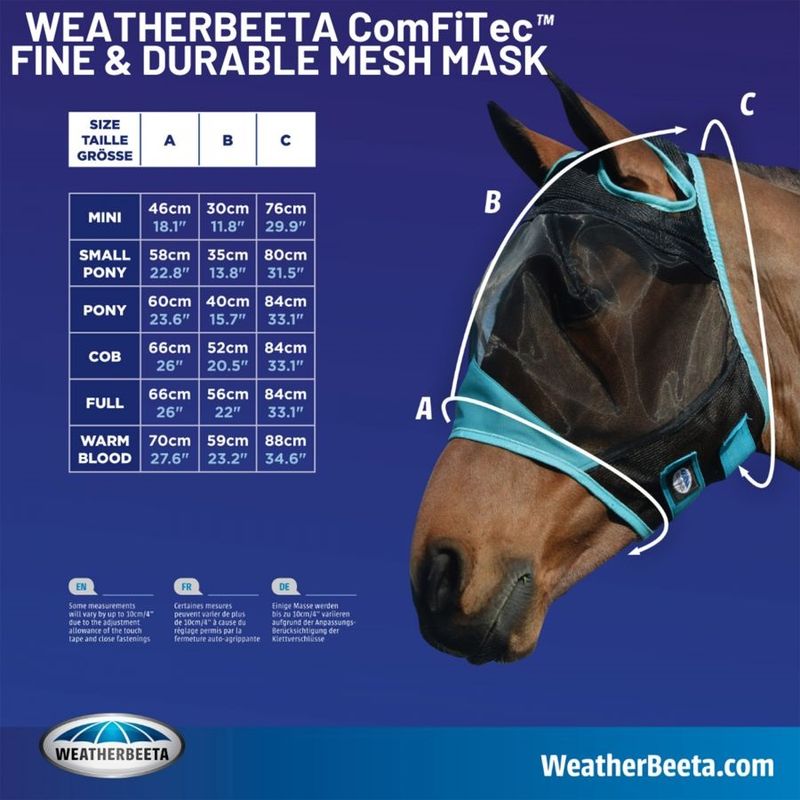 WeatherBeeta-ComFITec-Durable-Mesh-Fly-Mask-with-Nose-Black---Purple