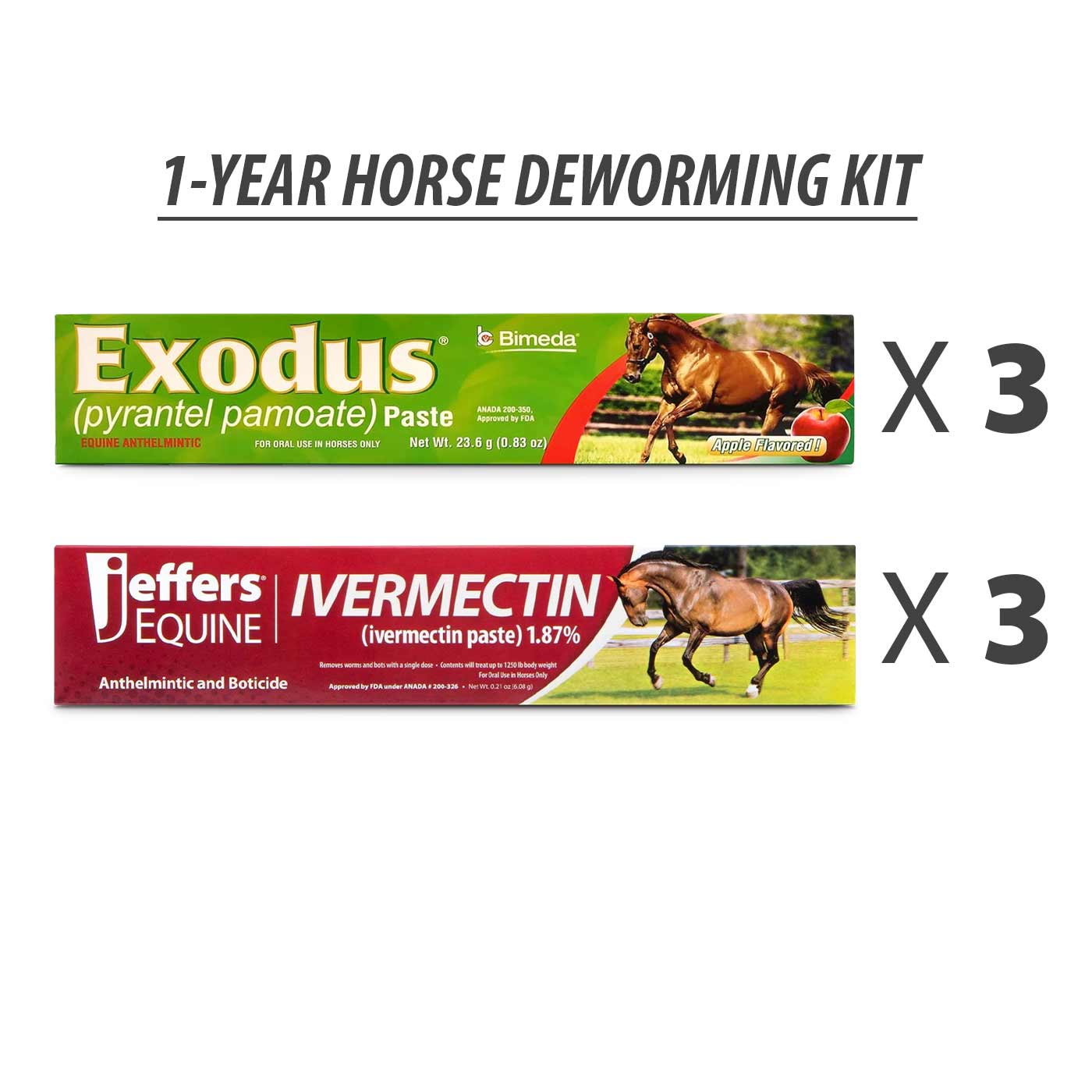 Jeffers 1 Year Horse Deworming Kit Jeffers