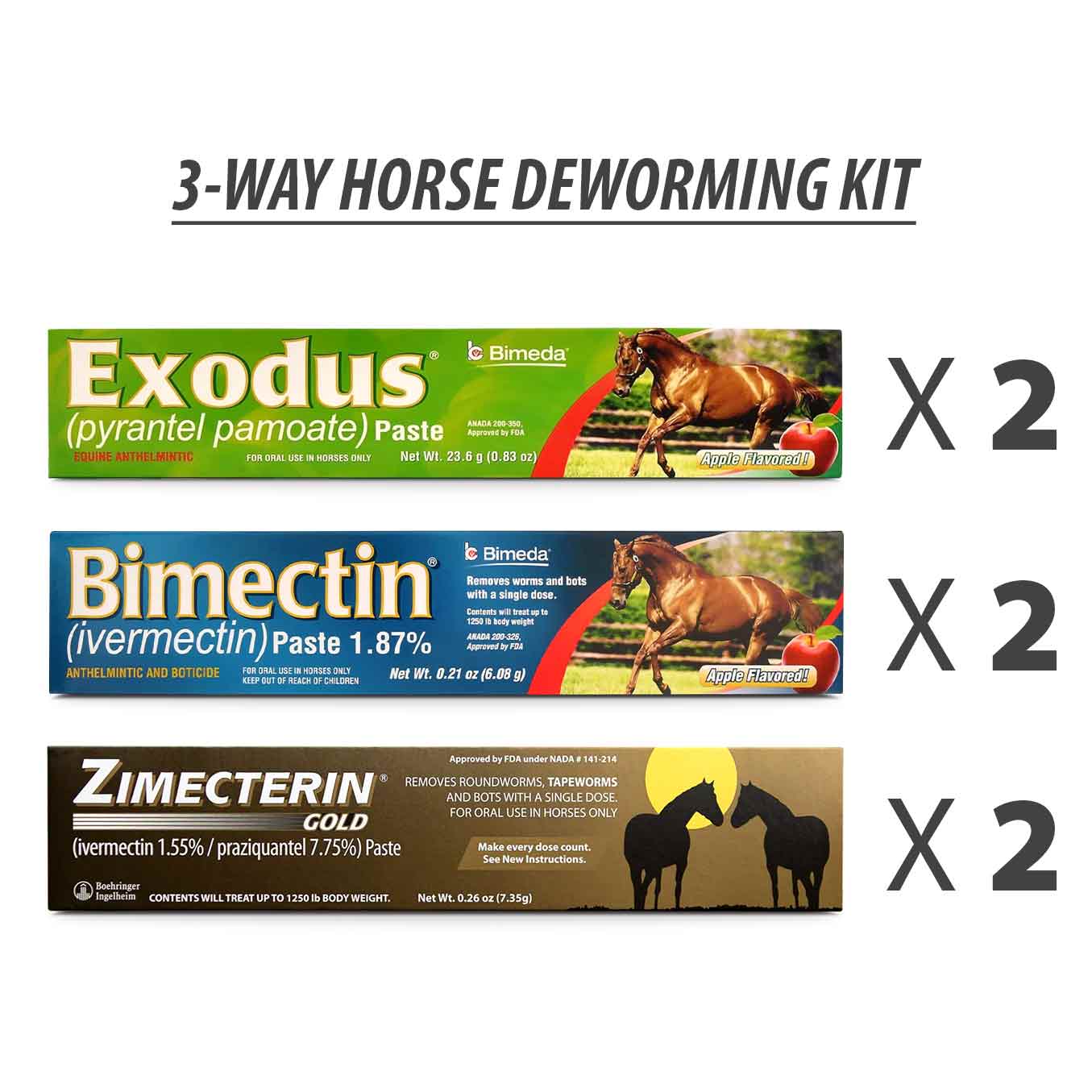 One Year Horse Deworming Kit, 3Pack Jeffers