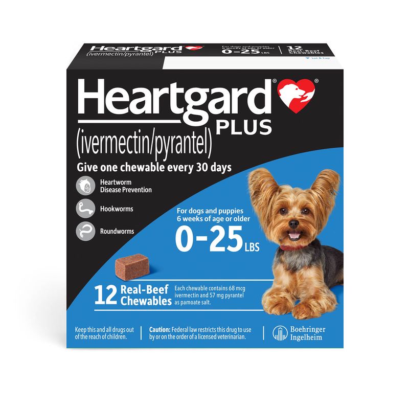 Rx Heartgard Plus, Up to 25 lbs, 12 Month (Blue)