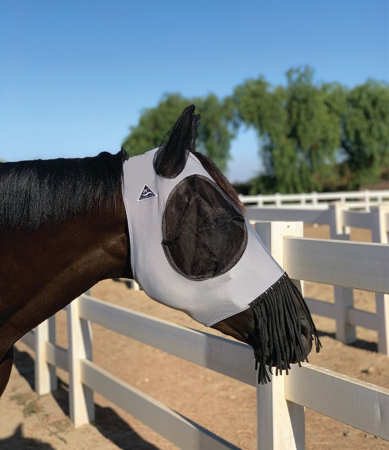 Professional-s-Choice-Comfort-Fit-Lycra-Fly-Mask-with-Nose-Fringe-Cob-Charcoal