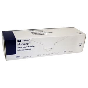 Monoject Needle Polypropylene Hub, 20 G, 100 ct