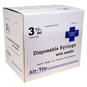 Air-Tite Luer Lock Syringes/Needles, 100 ct