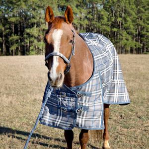 Jeffers Poplar Head Refuge 1200 Denier Turnout Blanket, 240 Gram, Hamilton Blue & Slate Plaid