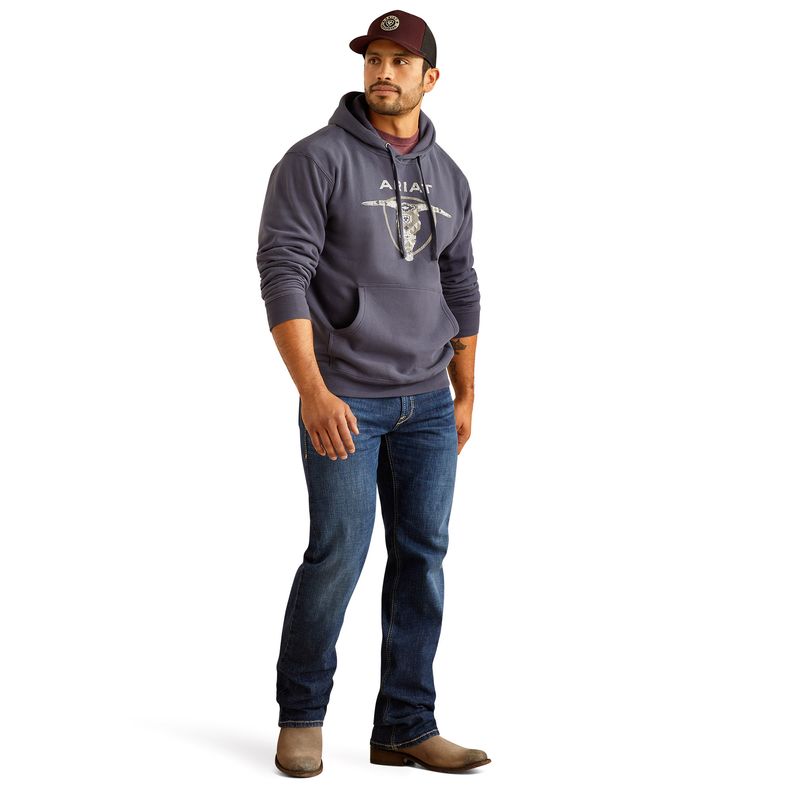 Ariat-Mens-Southwest-Longhorn-Hoodie-Odyssey-Grey-XL-Tall